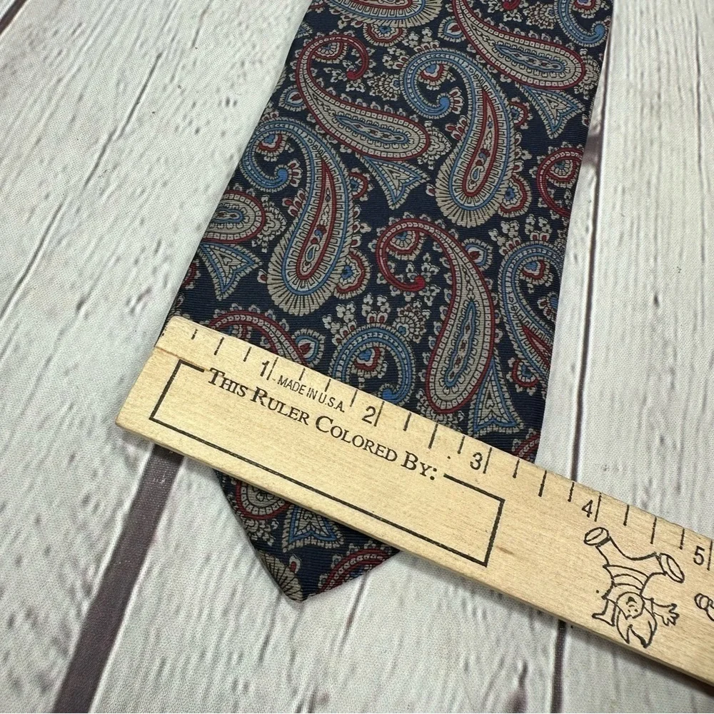 Lands' End rich jewel tone Paisley silk Tie navy red grey classic preppy